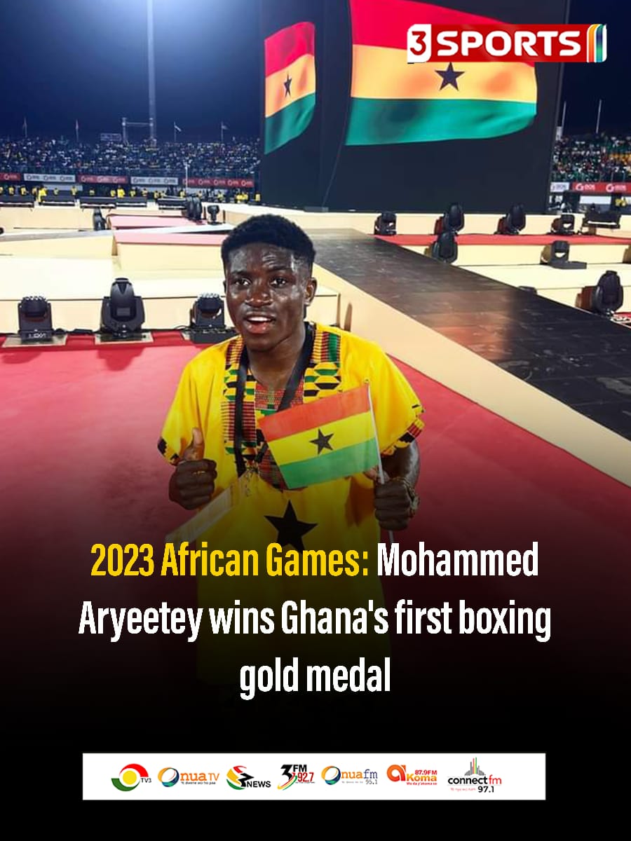 OtiAdjei's tweet photo. Mohammed Aryeetey has made history!

Ghana's first gold in boxing at the African Games since 1991.

#3SportsGH #Accra2023 https://t.co/RX9iHLheuS