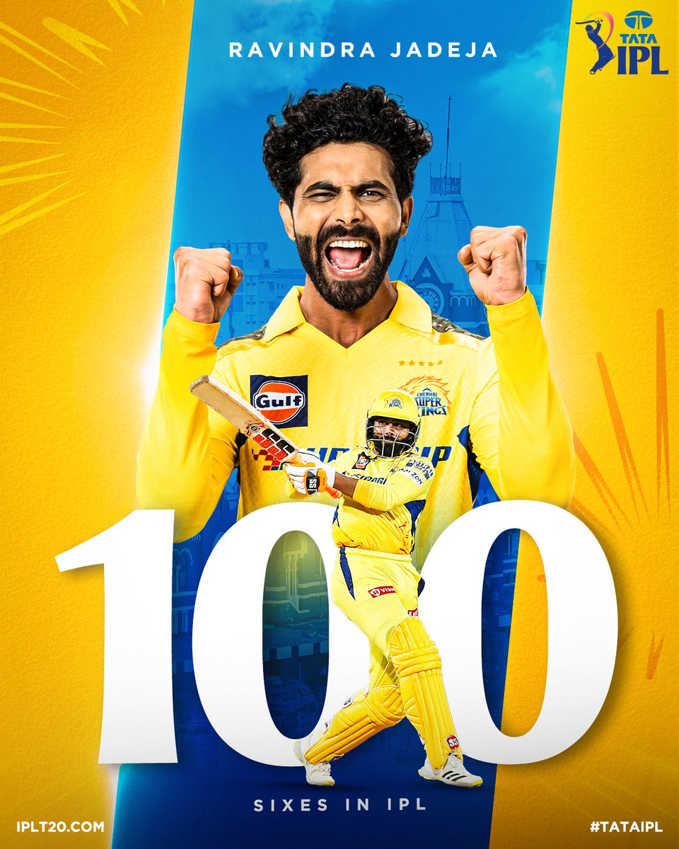 🚨 Milestone Alert 🚨 1⃣0⃣0⃣ IPL SIXES ( and going strong) for Ravindra Jadeja! 👏 👏 Follow the match ▶️ bit.ly/TATAIPL-2024-01 #TATAIPL | #CSKvRCB | @imjadeja