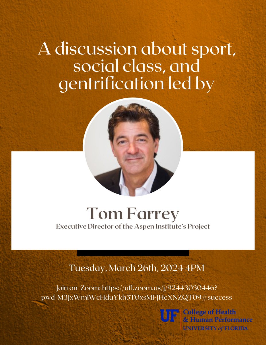 Join us next Tuesday for a Zoom Q&amp;A to gain some exciting insight from University of Florida Alum Tom Farrey!