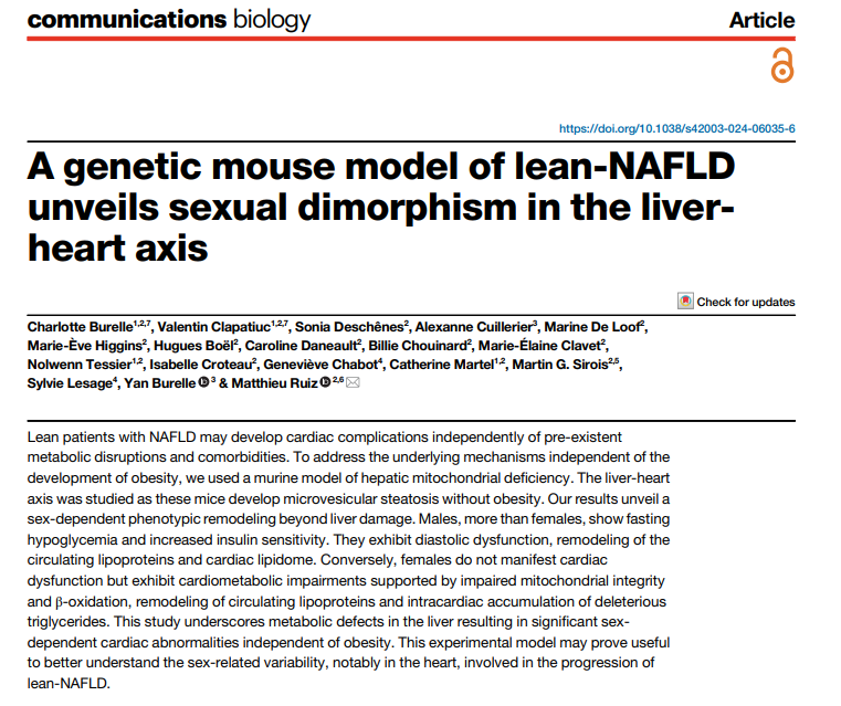 MatmatRuiz's tweet photo. Glad to share our latest work published in @CommsBio highlighting a sexual dimorphism in the liver-heart axis in NAFLD without obesity. Many thanks to all the collaborators involved and a special thanks to my fantastic team for this huge piece of work! https://t.co/mGNZoJHmnR