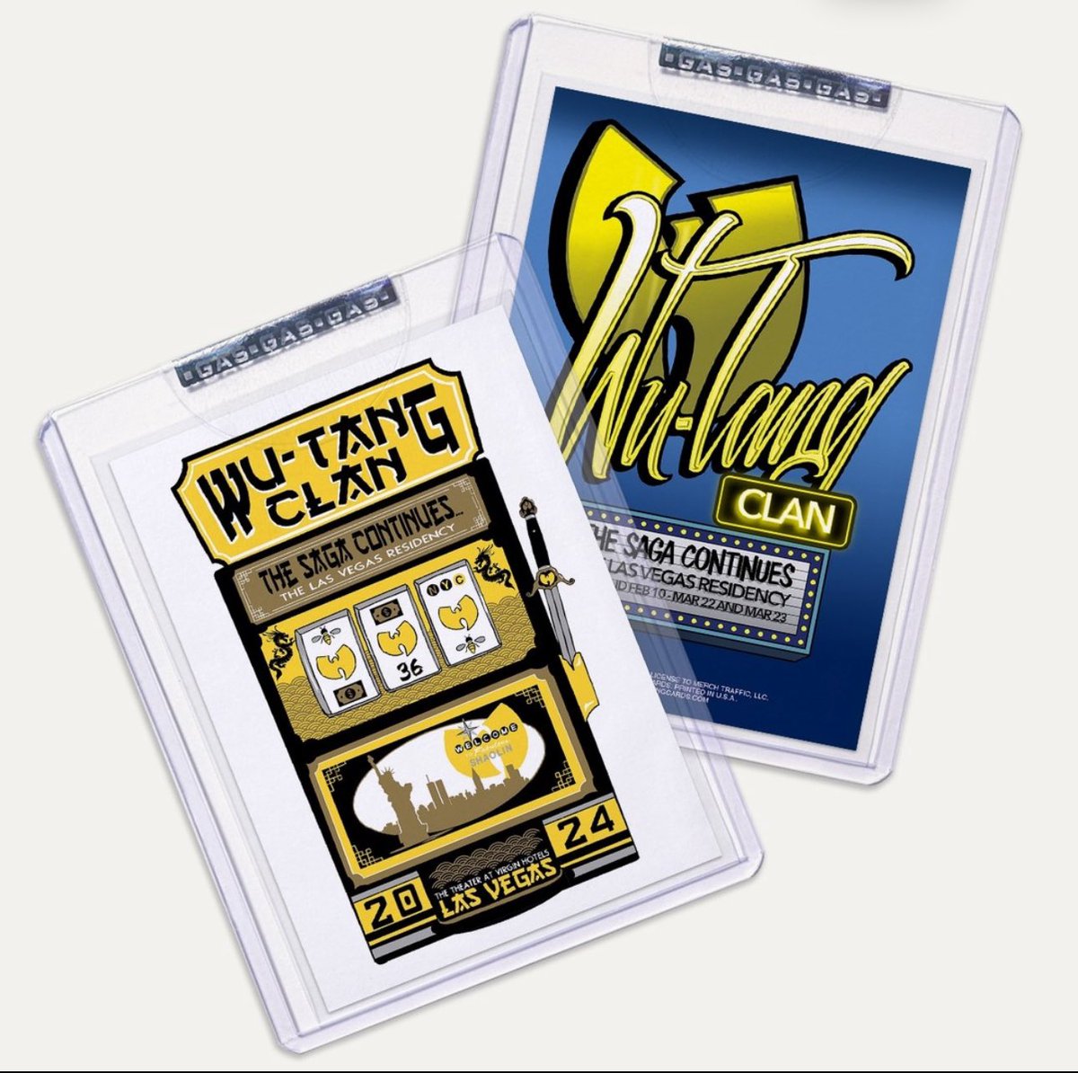 GAS is proud to present the official @wutangclan The Las Vegas Residency Trading Card, featuring the @collectionzz poster artwork. On sale in-person at each show, if you missed out on the February dates, they'll be available again on Friday, March 22nd and Saturday the 23rd.