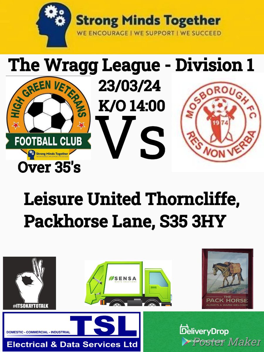 League action tomorrow at home Vs Mosborough Trinity FC

Venue @leisureunited.s35
Kick Off 14:00