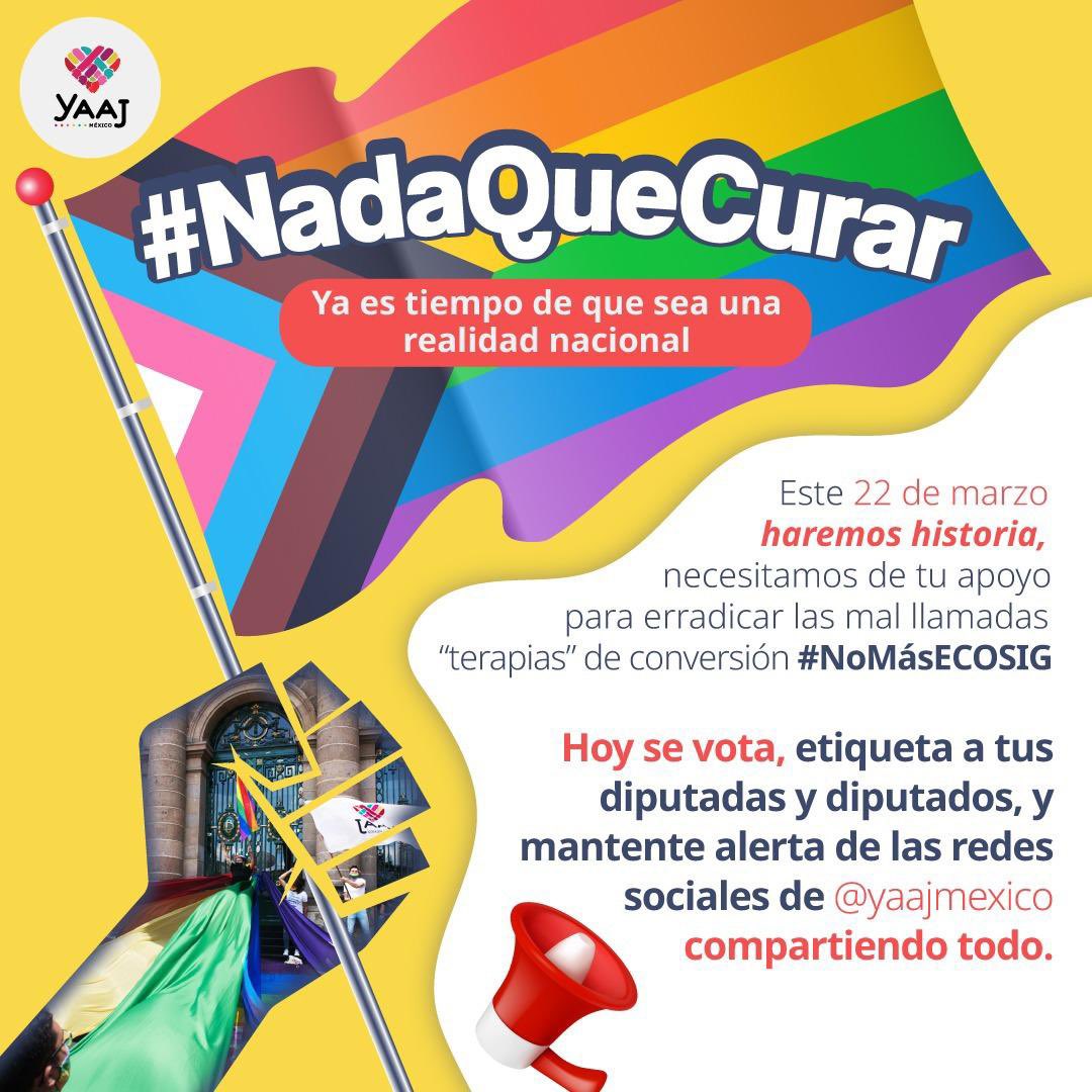 anitamd_'s tweet photo. Las terapias de conversión son violencia. Hoy es un día crucial para la historia LGBTIQ+ en México. ¡Necesitamos su ayuda!

Por favor, utilicen sus redes sociales para exigir la aprobación de la ley #NadaQueCurar en la Cámara Federal de Diputaciones. @YaajMexico https://t.co/DzsSJtp0UX