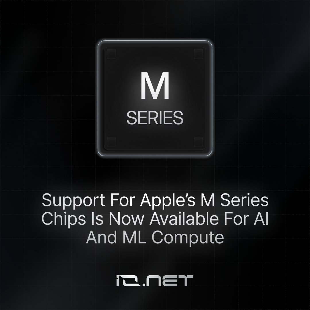 ionet's tweet photo. https://t.co/ZuybGWvjv9's recent expansion to facilitate Apple hardware will allow users to start earning by providing compute power from devices with M1/M2/M3 chips.

This will allow more users to onboard the https://t.co/ZuybGWvjv9 platform, with engineers now being able to cluster Apple M1 to M3 chips for AI and ML compute.

@ionet_official is building the world's largest AI compute cloud – bringing AI to the world.