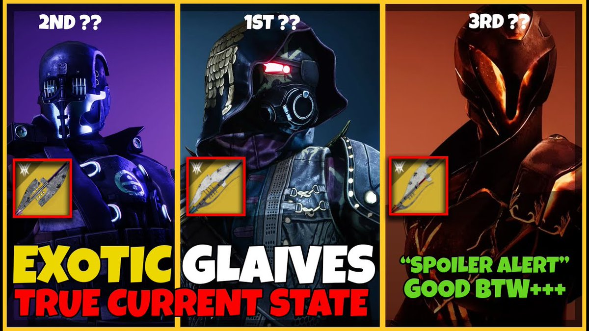 THESGNHUB's tweet image. DONT always follow the "META" (A Glaive Video) #destiny2 #destiny2lightfall  #destiny2builds #fypシ

What's up everyone just wanted to make a video about the current state of the 3 Exotic glaives available in Destiny 2. 

Video in comments: