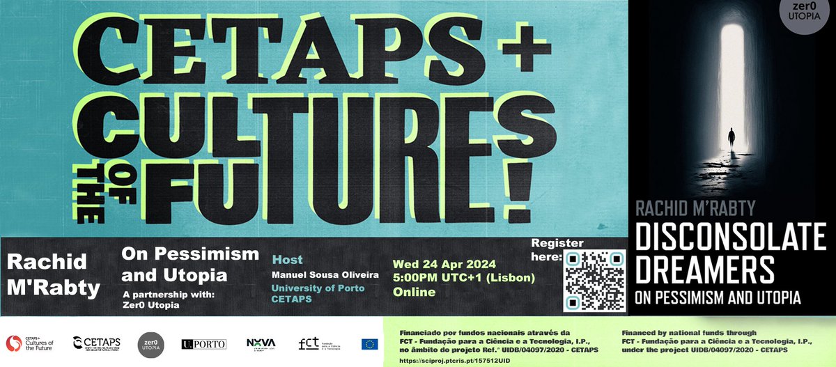 MSousaOliveira's tweet photo. From to Hope to Pessimism and back again on Wed 24 April @Grumpy_Rachid will bring the series to a close with a Radical, Provocative talk

“On Pessimism and Utopia”
 
Register: https://t.co/pa8RFXNSYz

@mybookishsecret @JIBispo1996 https://t.co/RO9AOWcx20