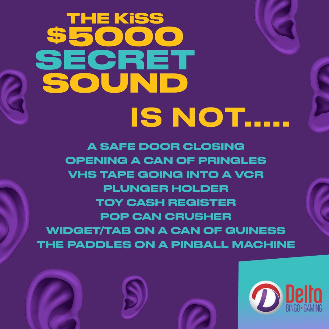 One sound could win you BIG money with the KiSS Secret Sound Contest! 🚨🤑See the wrong guesses below, and on our website: bit.ly/43hUIoG Your next chance to play is after 3PM today with Cory & Jamie! 🔊❓ Proudly presented by @deltabingo_ 🎲