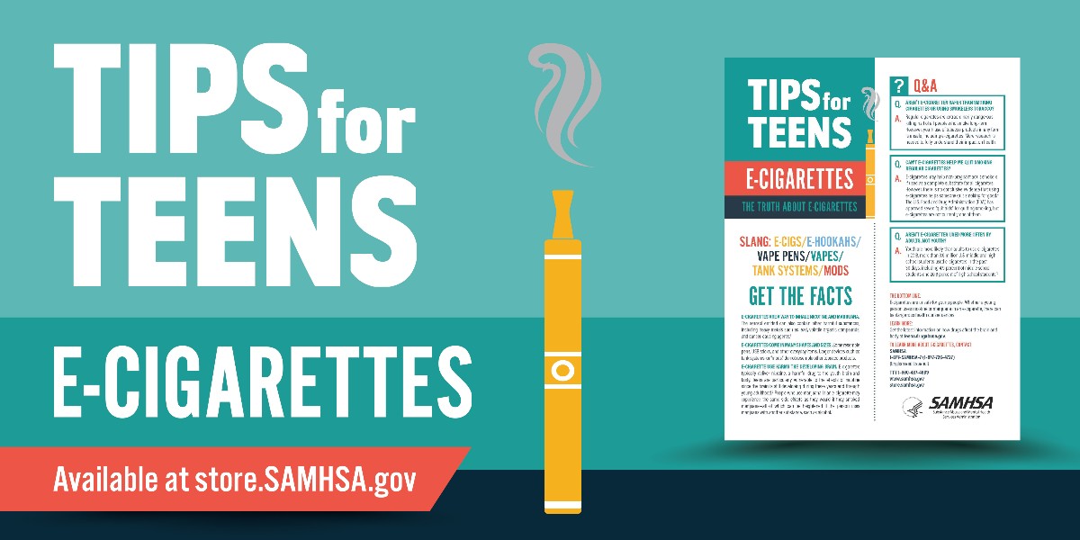 samhsagov's tweet image. #NDAFW: #Ecigs have surged in popularity, but teens can overlook how these products can be harmful.

Get answers to questions teens might be hesitant to ask others with this #ecigarettes fact sheet ➡️ brnw.ch/21wI8pI