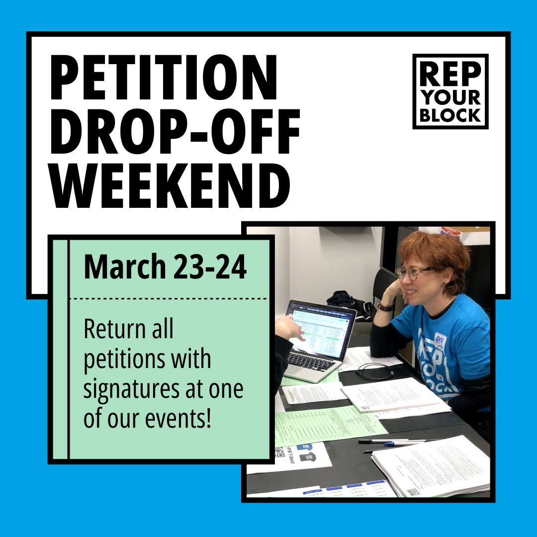 RepYourBlock's tweet photo. It’s time to drop off your completed County Committee petitions! Swing by one of our drop-off events across Brooklyn this weekend: https://t.co/AoPsbEzd5v https://t.co/MLzsWJmRAg