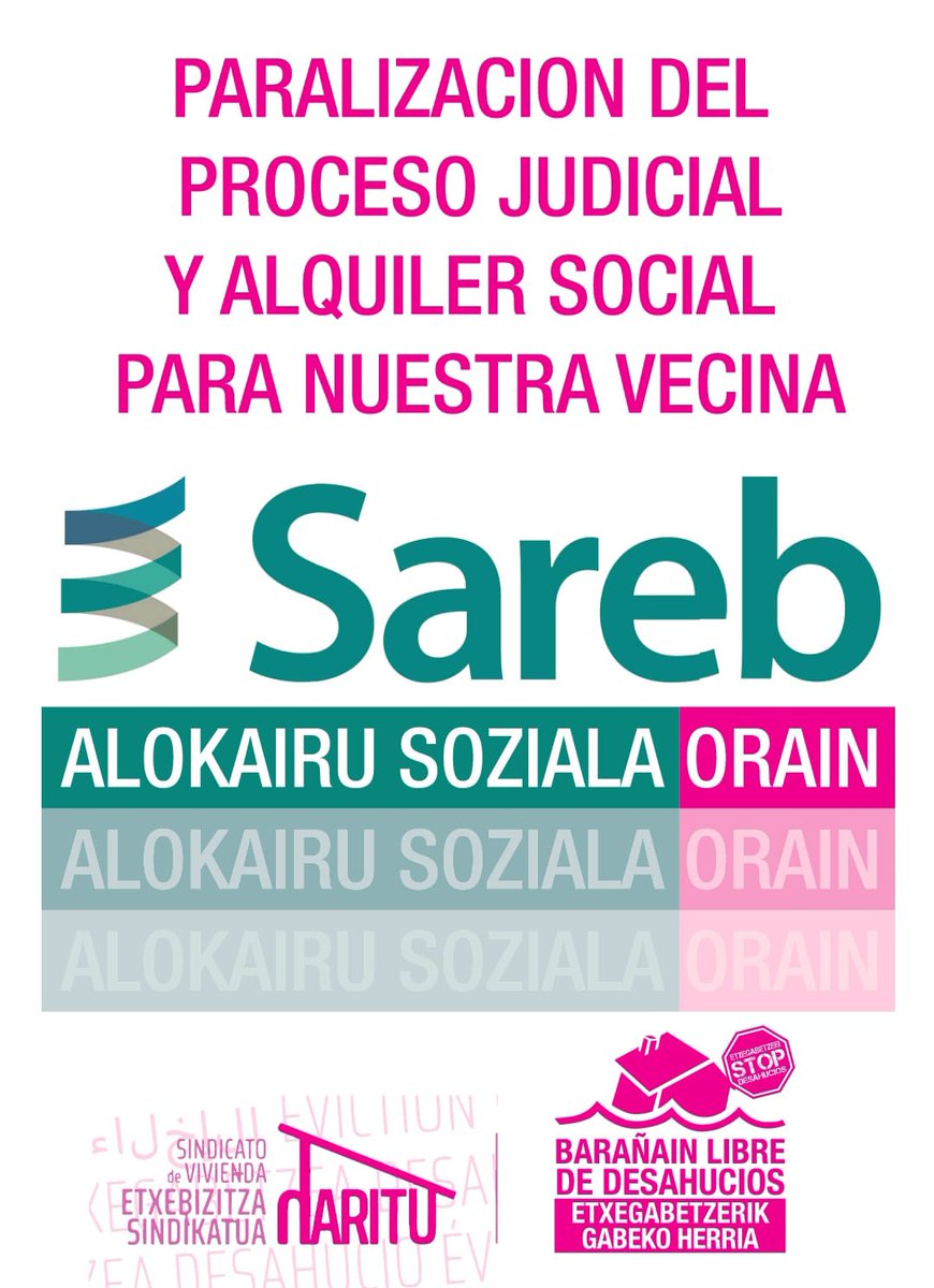 Hau ez da amaitzen etxebizitza eskubidea bermatu arte! Adi hurrengo deialdietara!
⚠️⚠️⚠️
Esto no termina hasta que se garantice el derecho a la vivienda! Atentxs a los nuevos llamamientos!