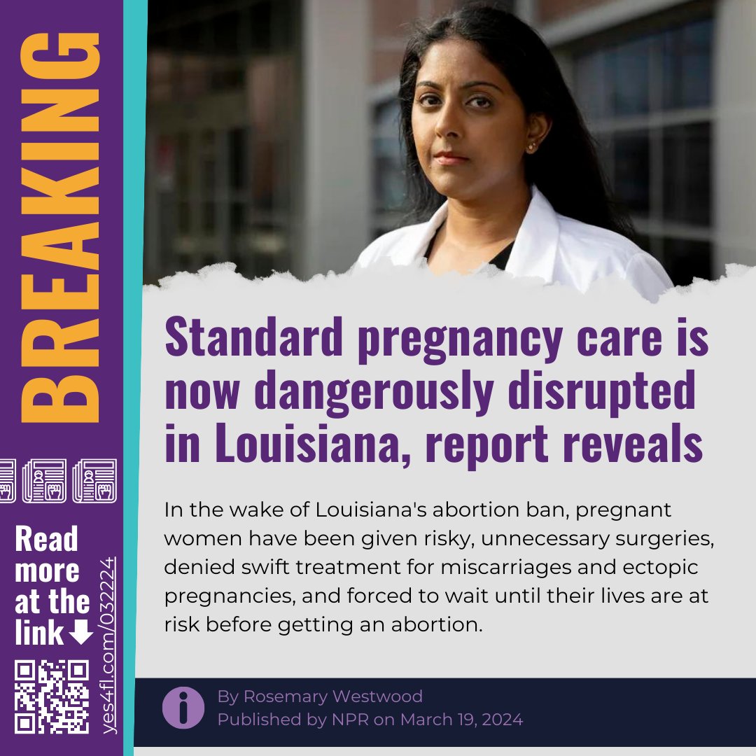 What's happening in Louisiana is a clear example of why, here in Florida, we need politicians out of our private medical decisions about abortion. Read the full article here: yes4fl.com/032224