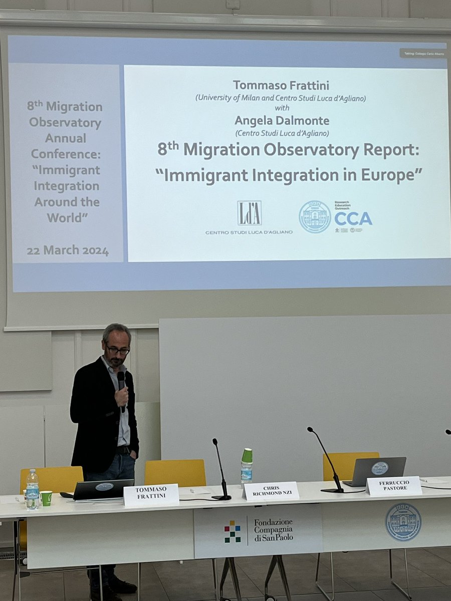 Very inspiring talks at the 8th #Migration Observatory Conference on #immigrant integration, assimilation, skills. Thanks to @LdA_CentroStudi @tomfratti @FieriForum & all speakers. @CollegioCA