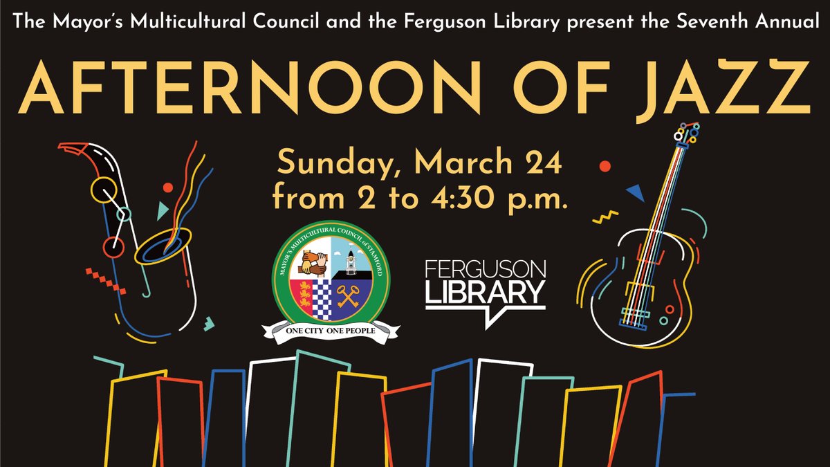 Afternoon of Jazz this Sunday from 2 to 4:30 at the library. Featuring the Stamford High Jazz Ensemble; saxophonist Jim Clark; vocalist Ayanna Doreste with guitarist Gabriel Mondesir; and vocalist Barbara Occhino & her trio. In partnership with the Mayor's Multicultural Council.