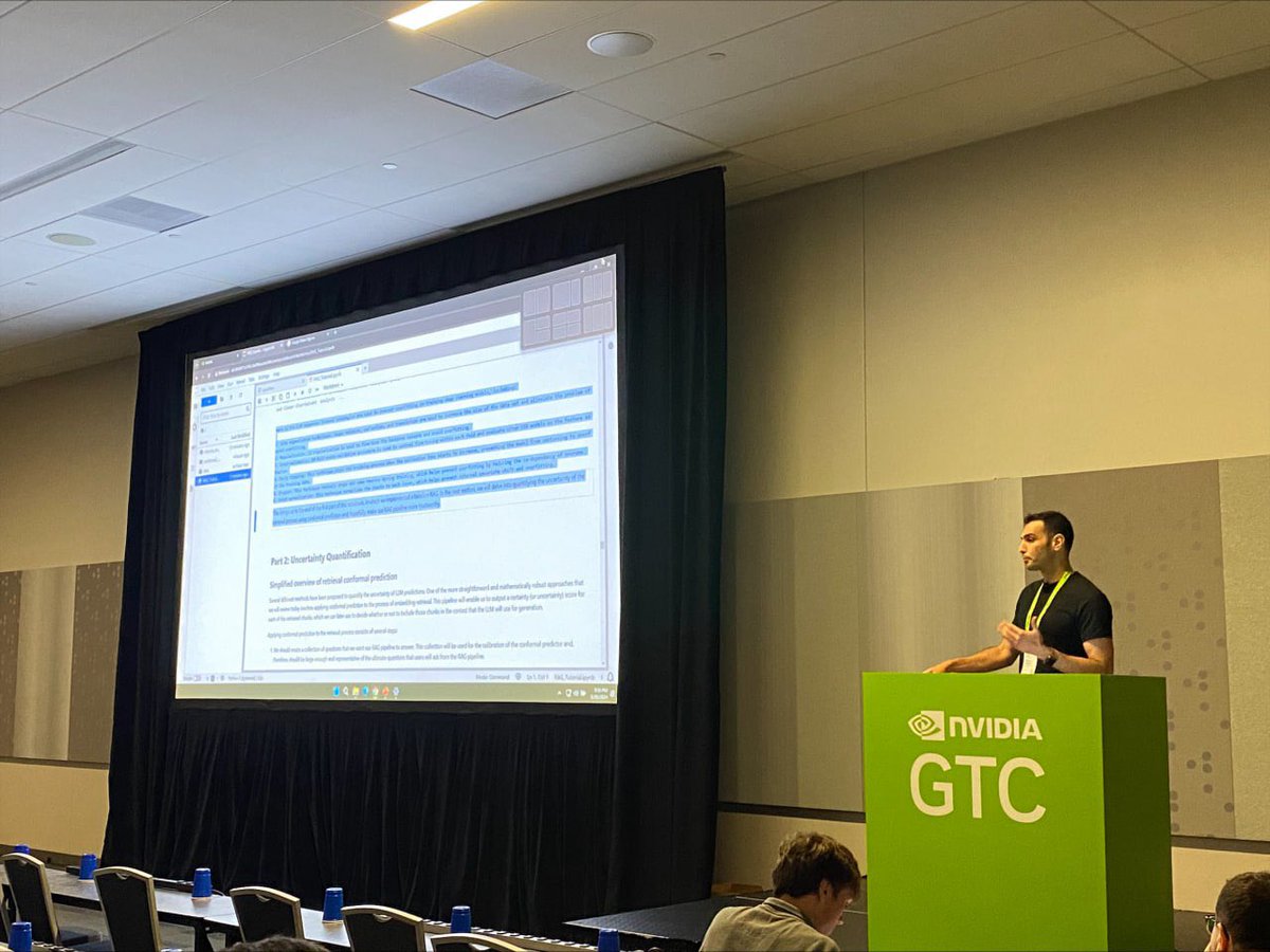 PRouzrokh's tweet image. @ShahriarFaghani & I had the pleasure this week to hold a workshop on applying #conformalprediction to large language models' retrieval at the @nvidia #GTC2024. Thanks to all attendees, and to organizers, TAs, & specially, @thecoopergamble for their help in organizing this event.
