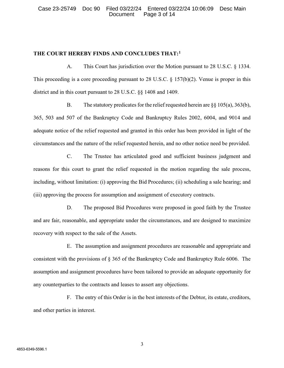 safemoon's tweet photo. (1/2) The Court approved the attached Bid Procedures for SafeMoon’s operating assets. Qualified Bids are due by April 4, 2024 at 5:00 p.m. (MT). An auction will be held on April 8, 2024 at 10:00 a.m. (MT). https://t.co/zLm5NT2CSt