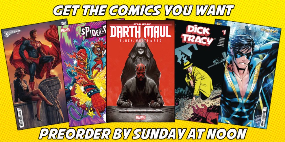 This week's preorders are live! Dick Tracy, Darth Maul, Maria Wolf apes, and more! shop.thecomicsplace.com/pages/weekly-p…