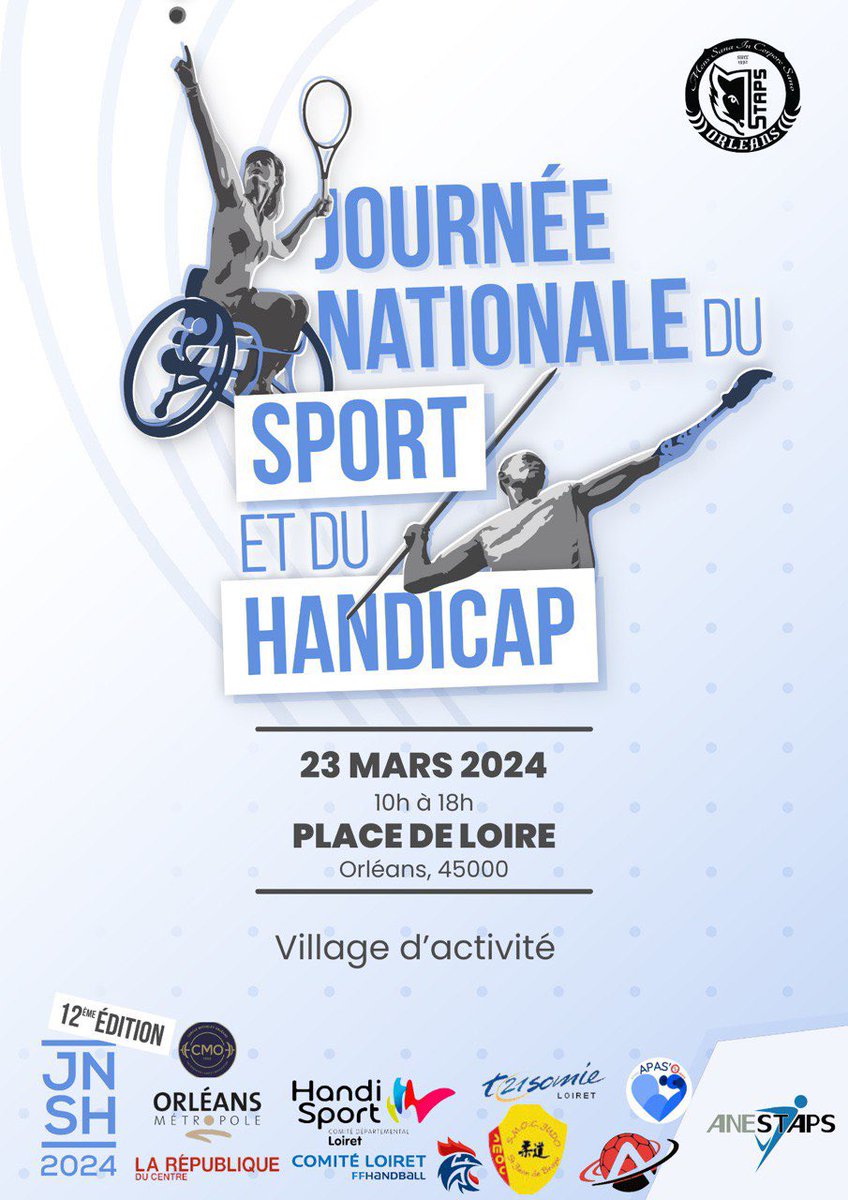 La JNSH Orléanaise aura lieu demain 23/03 de 10h a 18h !

📍Place de Loire, Orléans

Venez nombreux.euses ! 🦾