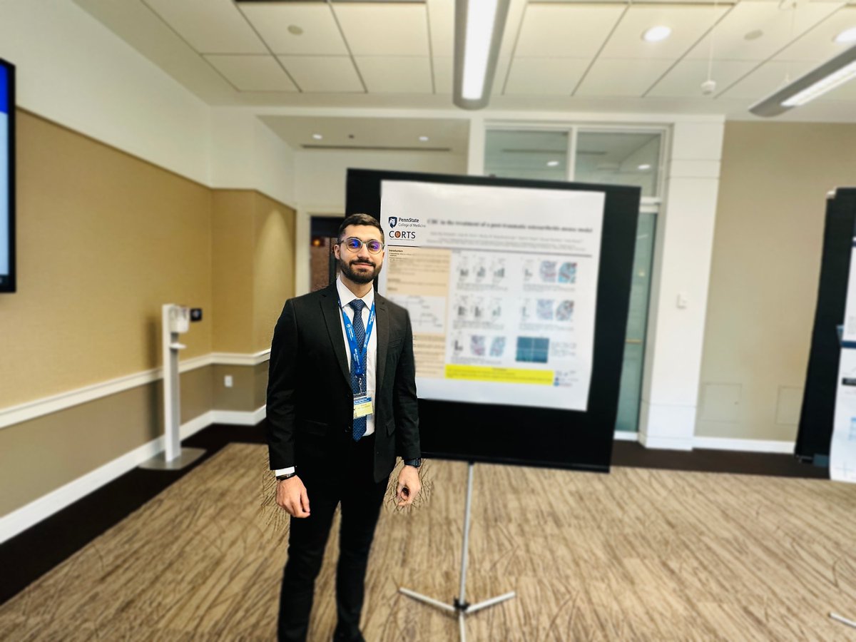 tarekhc5's tweet photo. Had the chance to do a poster presentation of our work at @KamalLab5 during the first annual retreat of the Center for Cannabis and Natural Products at @PennStHershey. 

We are exploring the potential role of cannabinoids as treatment for osteoarthritis with promising results! https://t.co/eCzbJ52pYz