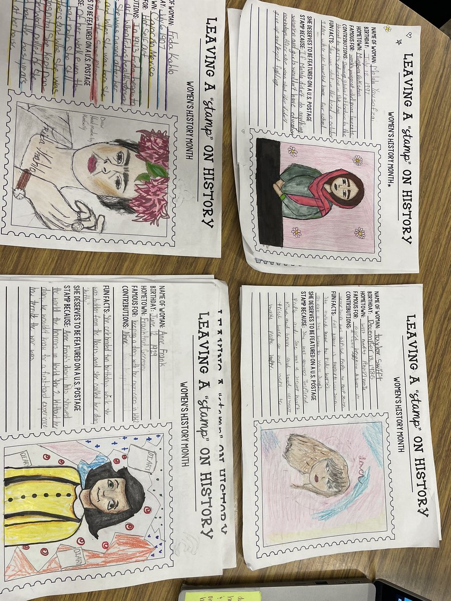Wood5K's tweet photo. Enjoying our Women in History stamps created by students @WoodlandD86 
(And the artists in 5th grade, simply AH-MAZING)
#woodlandbrave #beyondpotential #WomenHistoryMonth https://t.co/bbFSowEg0u