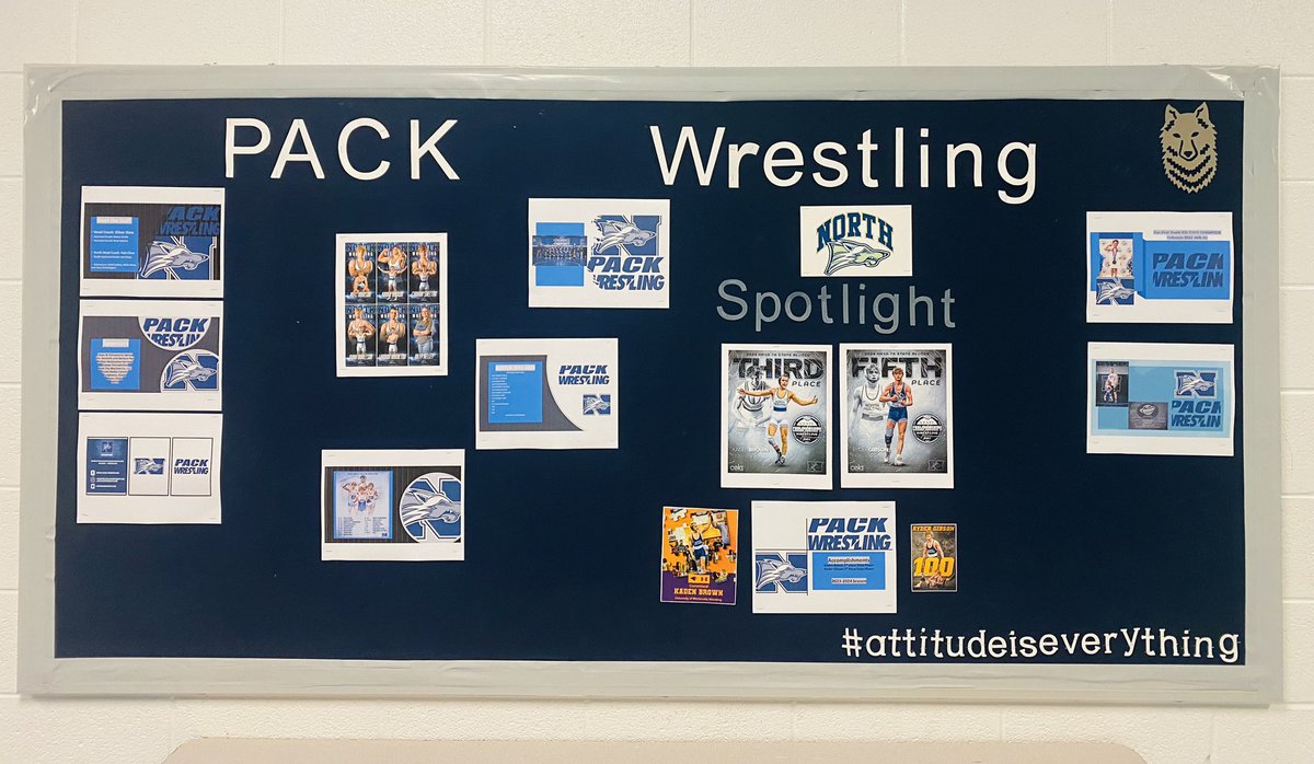 NPPackWrestling's tweet photo. Our up to date Bulletin board for our season outside our wrestling room. Come check it out. 
Thank you Kelly Hinkson https://t.co/UURslNKLMg