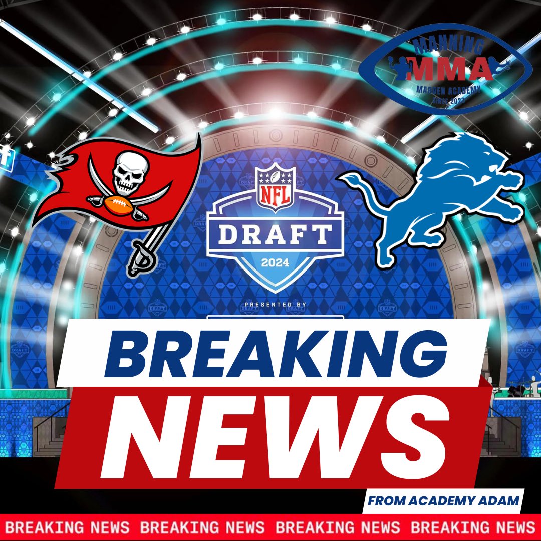 4VSchefter's tweet photo. Are you doing your draft prep?
These guys certainly are!

The @MCMLLions and @MCMLBucs have reached an agreement that sends the 8th overall pick to the Buccaneers.

The Lions will receive a 1st and two 2nds. https://t.co/gUYQtcH4db