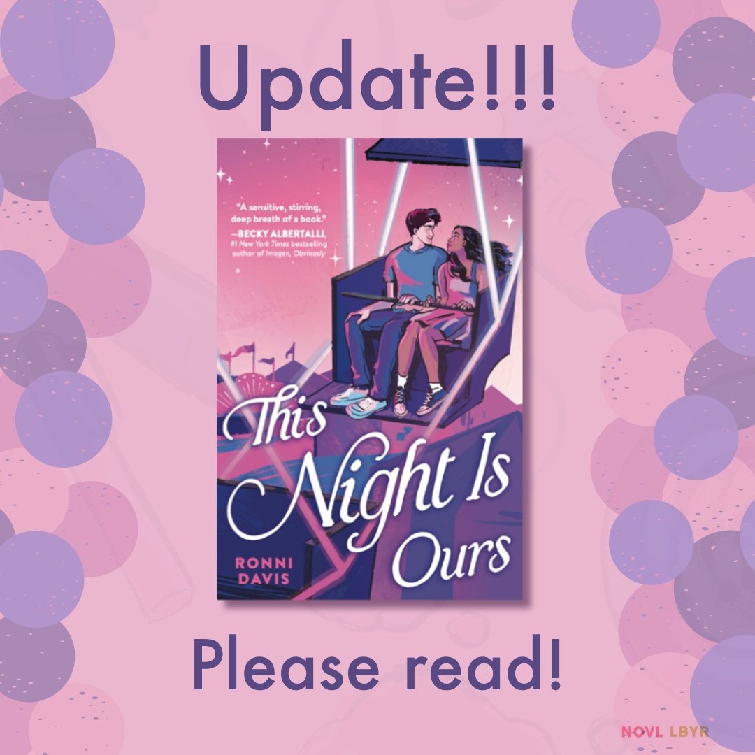 Due to a major printer error, the book’s on sale date for This Night Is Ours has to be pushed...but it shouldn't be later than mid-may 2024. Not great, but this does mean there's more time to preorder. Be one of the cool kids! ✨ bookshop.org/a/13049/978031…