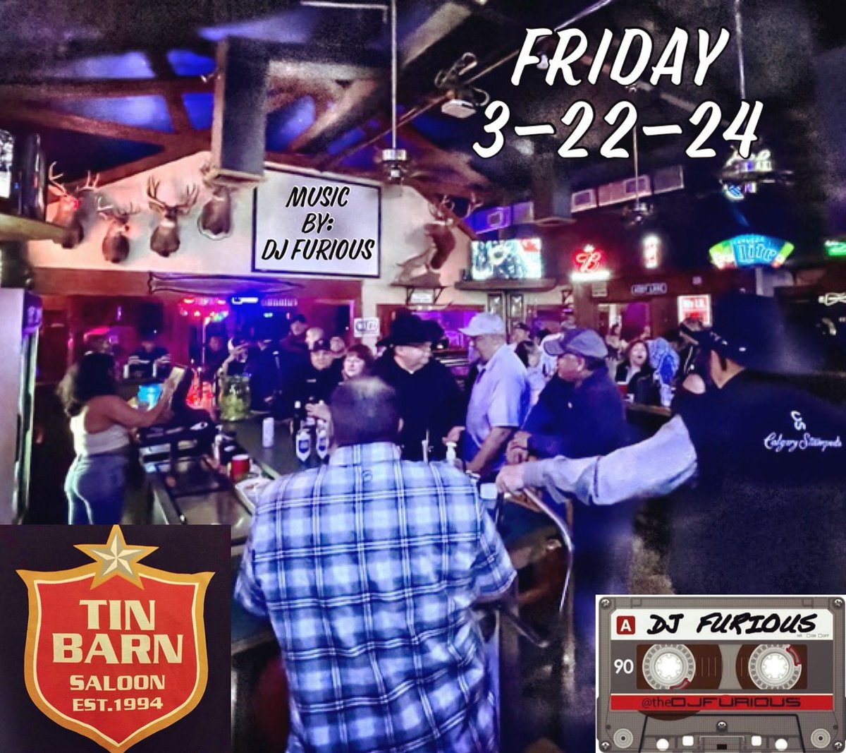 theDJFURIOUS's tweet photo. Tin Barn Saloon tonight! #TejanoMusic #CountryMusic and all the party Favorites mixed throughout the evening! https://t.co/u03F0Wbolu