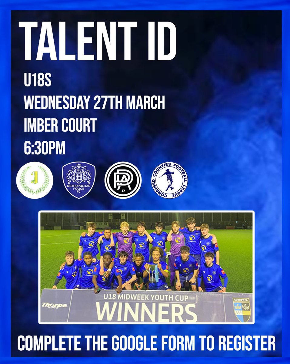 🚨 Exciting News Alert! 🚨 ⚽️ We're thrilled to announce that sign-ups for the upcoming trial for our Met Police FC Academy U18 sides are now LIVE! ⚽️ Click Below to sign up👇 here docs.google.com/forms/d/e/1FAI…