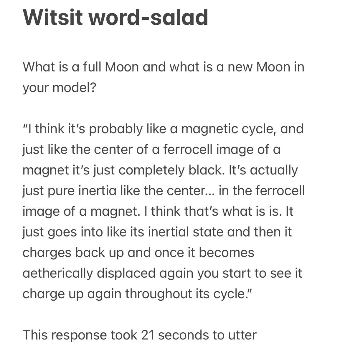 RealAceFox1's tweet photo. @bikinatroll @AustralisPiper I laughed so hard I took a few minutes to do my best at transcribing his Moon phase nonsense.
This is 24 karat, solid gold, meaningless flerf word-salad nonsense. https://t.co/OJmWO5sglL