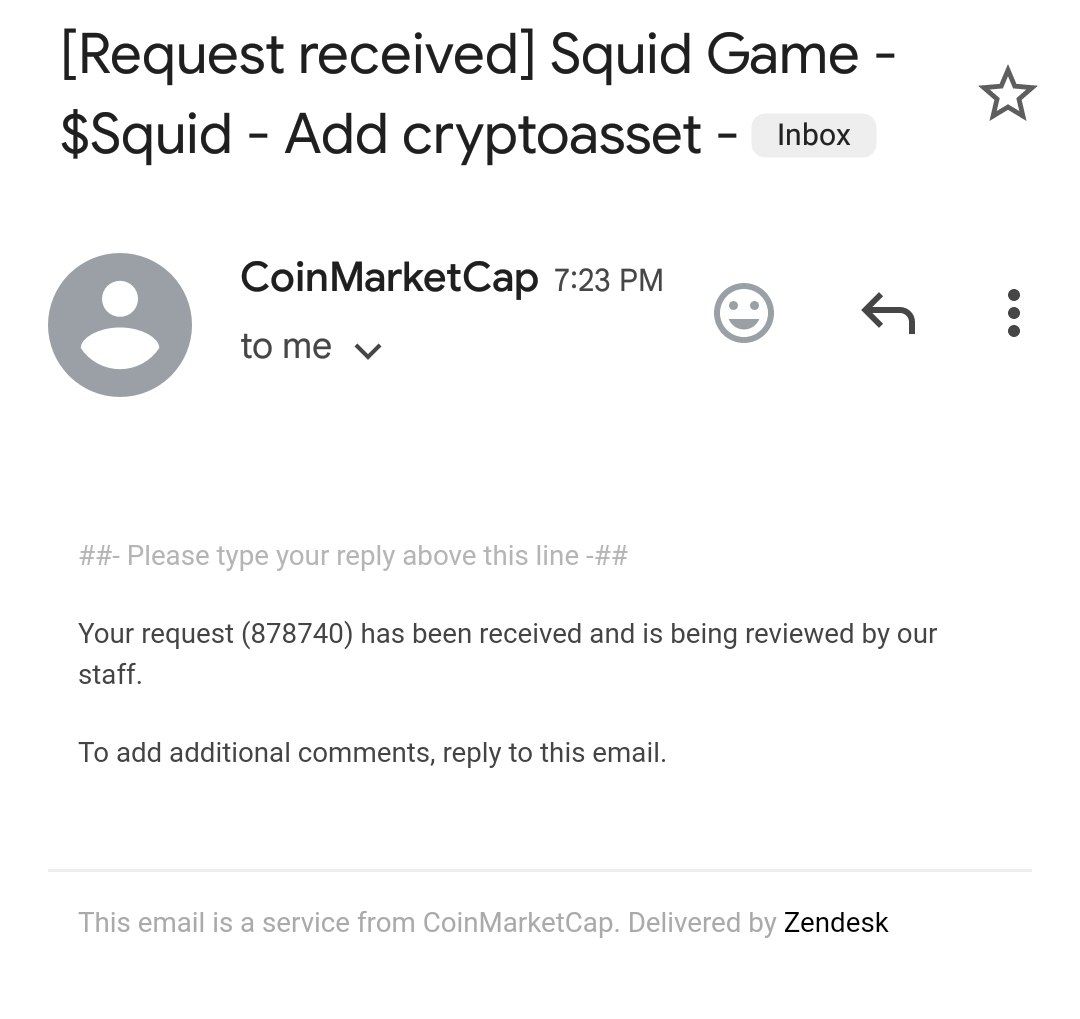 squidgamemain's tweet photo. Squid game Solana coming to @CoinMarketCap 

We just applied for listing with id 878740 and can't wait to get listed https://t.co/lYsr4eGTUc