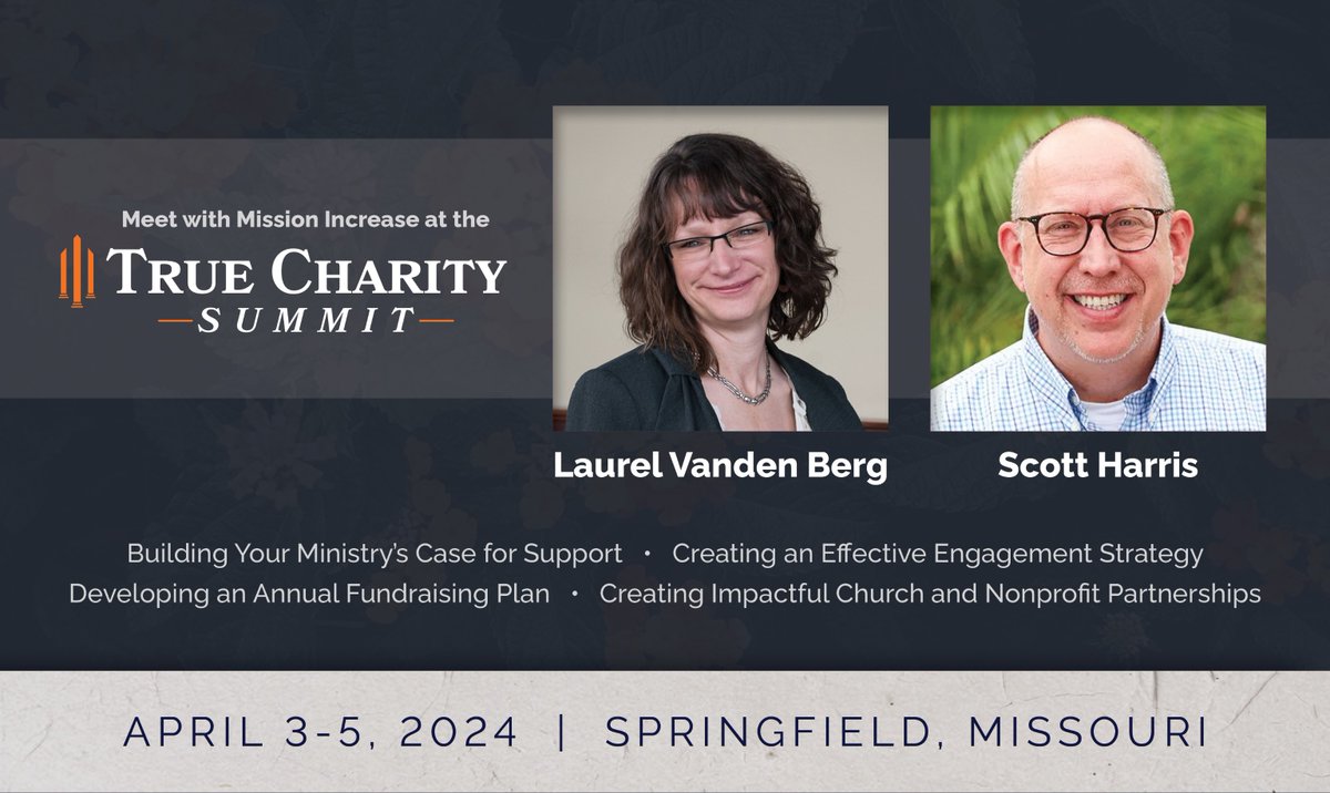 Are you interested in helping individuals, families, and communities flourish? Mission Increase is excited to partner with True Charity.

Visit truecharity.us/2024-summit-ho… and register to join us at the True Charity Summit!