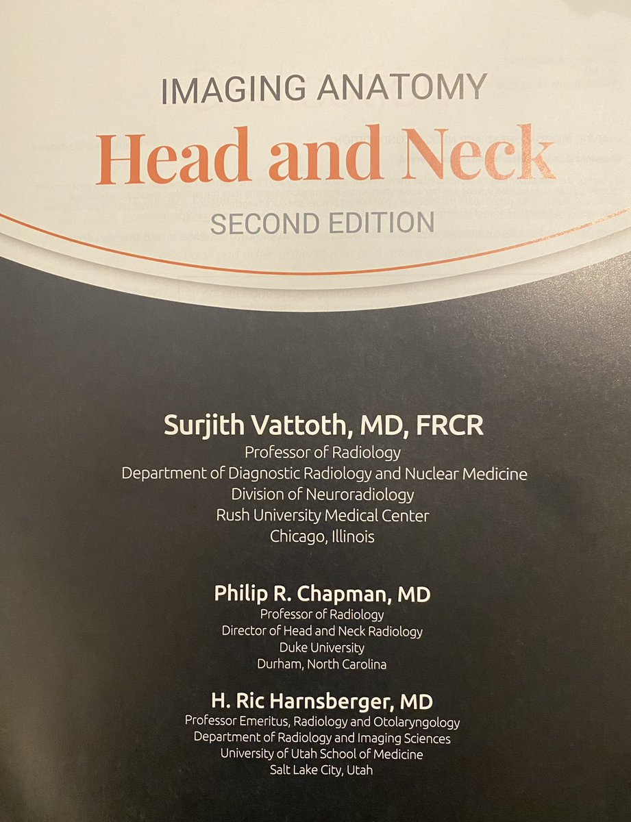drSurjthVattoth's tweet image. Our new book is out 🎉🎊🤩
Excited to be the lead author of IA H&N 2nd edition. Indebted to my mentor @PhilipRChapman1 who led the prior edition and entrusted me with many chapters in that edition. Proudly continuing the legacy of Ric Harnsberger’s original Imaging Anatomy work🤩