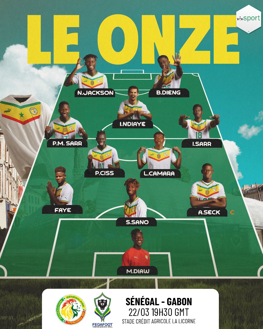 🚨 Les 11 de départ Sénégal vs Gabon au stade de la Licorne (Amiens) en France

#Senegal🇸🇳 #Gabon #FriendlyMatch
