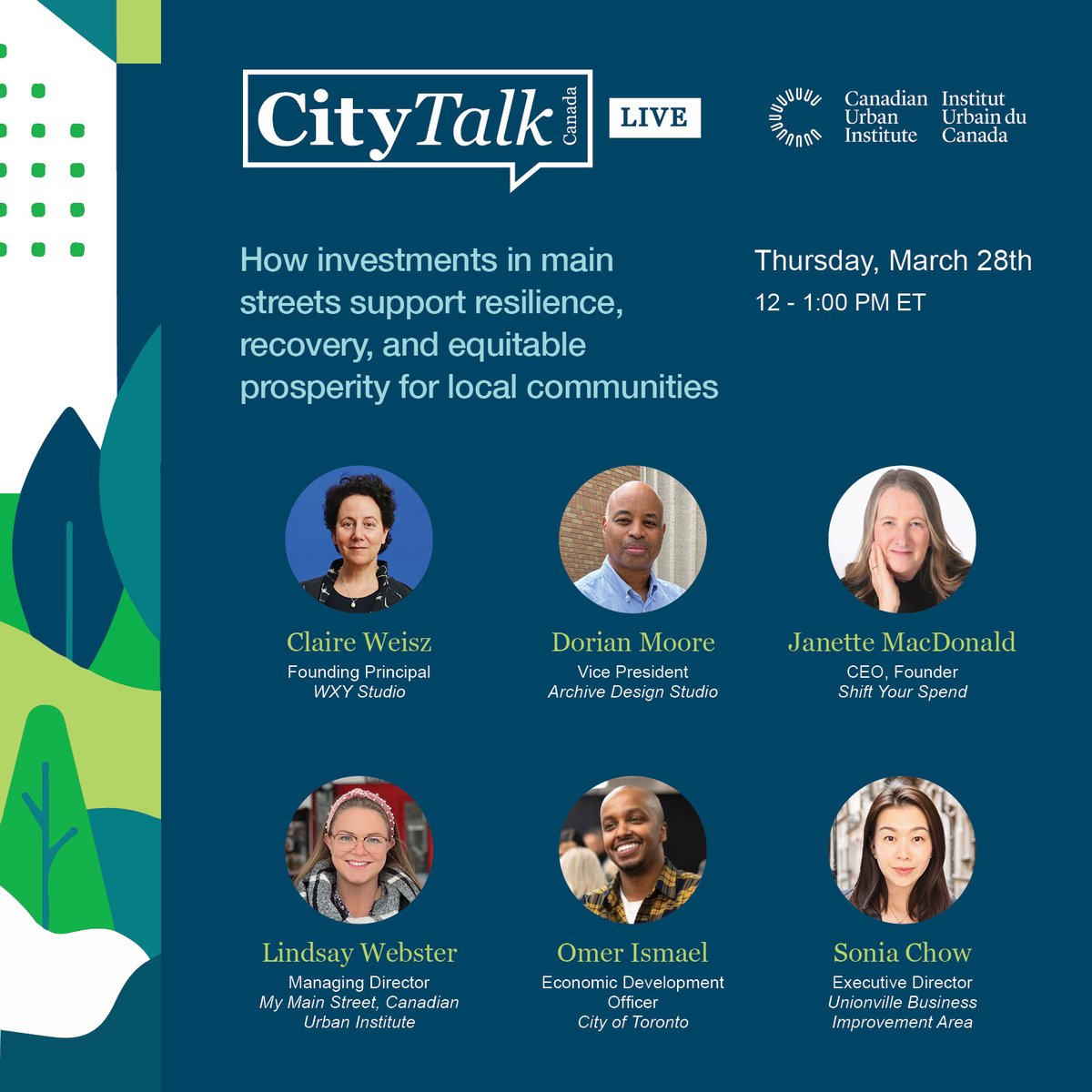 CANURB's tweet photo. Join us on Thursday, March 28th from 12:00 PM - 1:00 PM ET

In this CityTalk, we’ll explore why main street businesses matter to Canada’s greater economy.

Register now at:
https://t.co/BSHAzywT9g https://t.co/HttN5szc3w