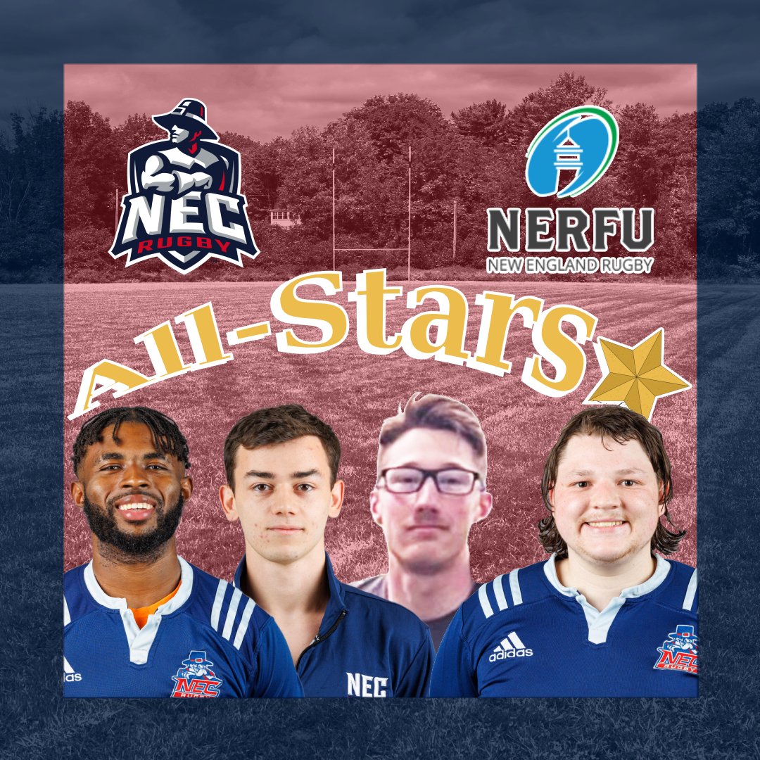CONGRATULATIONS to our 2023-24 Men's Rugby NERFU All-Star selections:
- Isaiah White
- Malik Keresey
- Zakary Gray
- Raymond Humphrey

#GoGrims | <a href="/NEC_Rugby/">NEC Rugby</a>