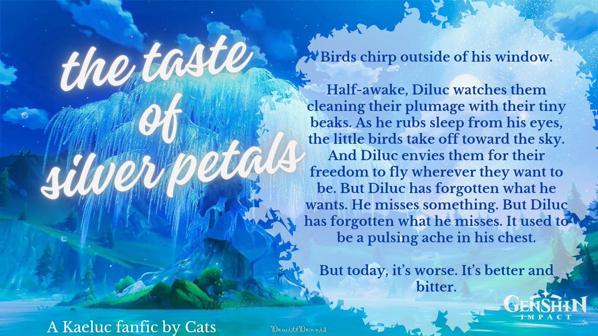 KaeyaCrystalfly's tweet photo. the taste of silver petals

Chapter II
Fantasy KaeLuc AU
Rating: M
Written for @kaelucreversebb
Collab with: @/koscheib on tūmblr
#kaeluc #kaelucrbb 

https://t.co/eqTvvxkk3E https://t.co/VfVe97vKE4