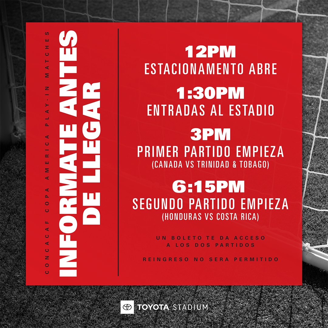 ¿Vienes a los partidos eliminatorios de la Copa América de CONCACAF de mañana? Esto es lo que necesitas saber ⤵️ Todas las políticas del estadio: fcdallas.com/stadium/polici…