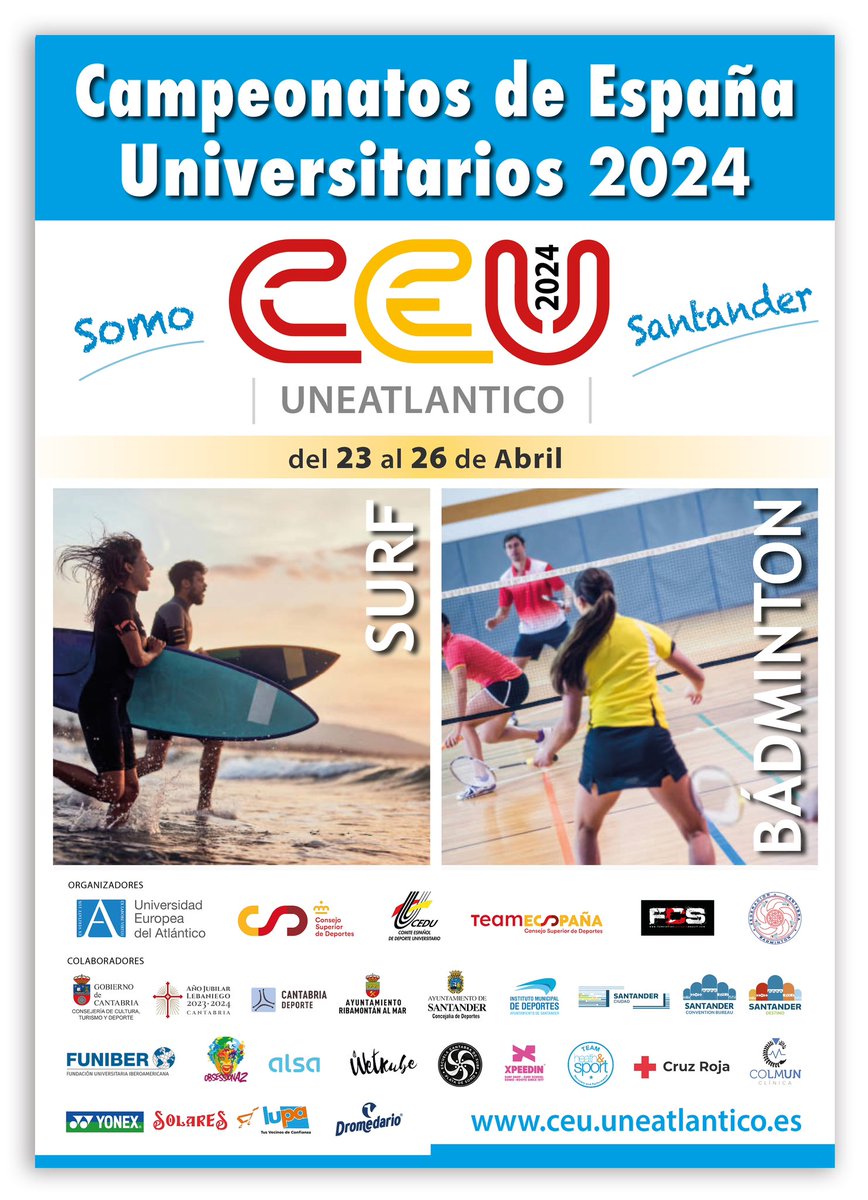 JosepAlemanyItu's tweet photo. En @uneatlantico seguimos caminando hacia los #CEU2024UNEATLANTICO Gracias a todos y todas por hacerlo posible. @FedCantabraSurf @FESurfing_ #FECBA @BadmintonESP @deportegob @DeportesGobCant @ayto_santander @somosurf @FUNIBER https://t.co/0FZPjJTi3q