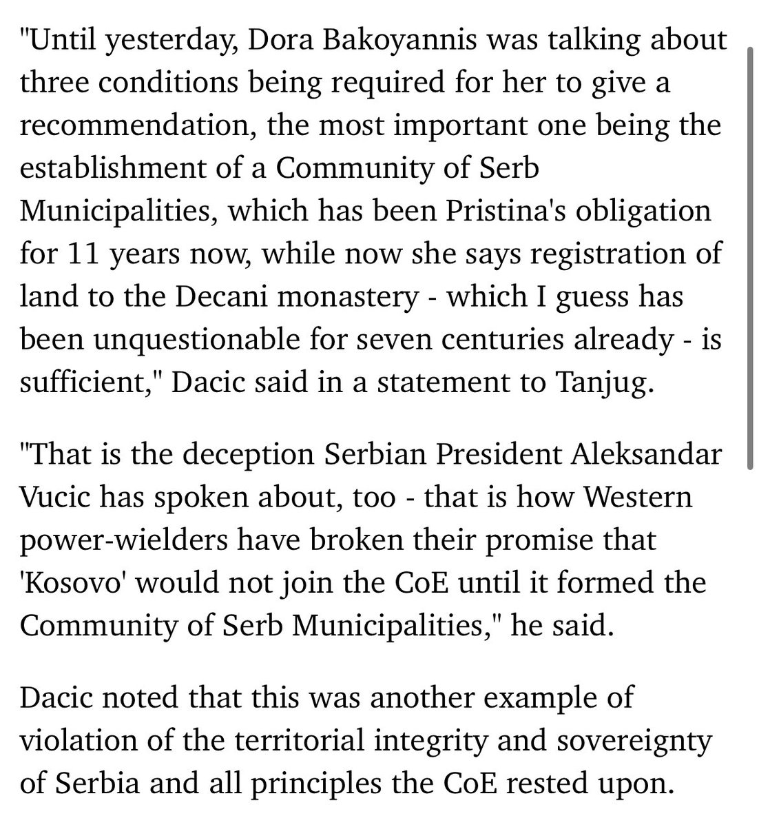 rumeliobserver's tweet photo. Ohrid Agreement, 2023, among other things:

“Serbia will not object to Kosovo's membership in any international organisation.

Neither party will block, nor encourage others to block, the other party's progress in their respective EU path.”

Instead, in 2024: https://t.co/dlPderpA8J

Is Ohrid valid, or is it not? 

@ToniHofreiter @nouripour @ABaerbock @cem_oezdemir @NilsSchmid @MiRo_SPD @Knut_Abraham @ManuelSarrazin @MiroslavLajcak @JosepBorrellF @USAmbKosovo
