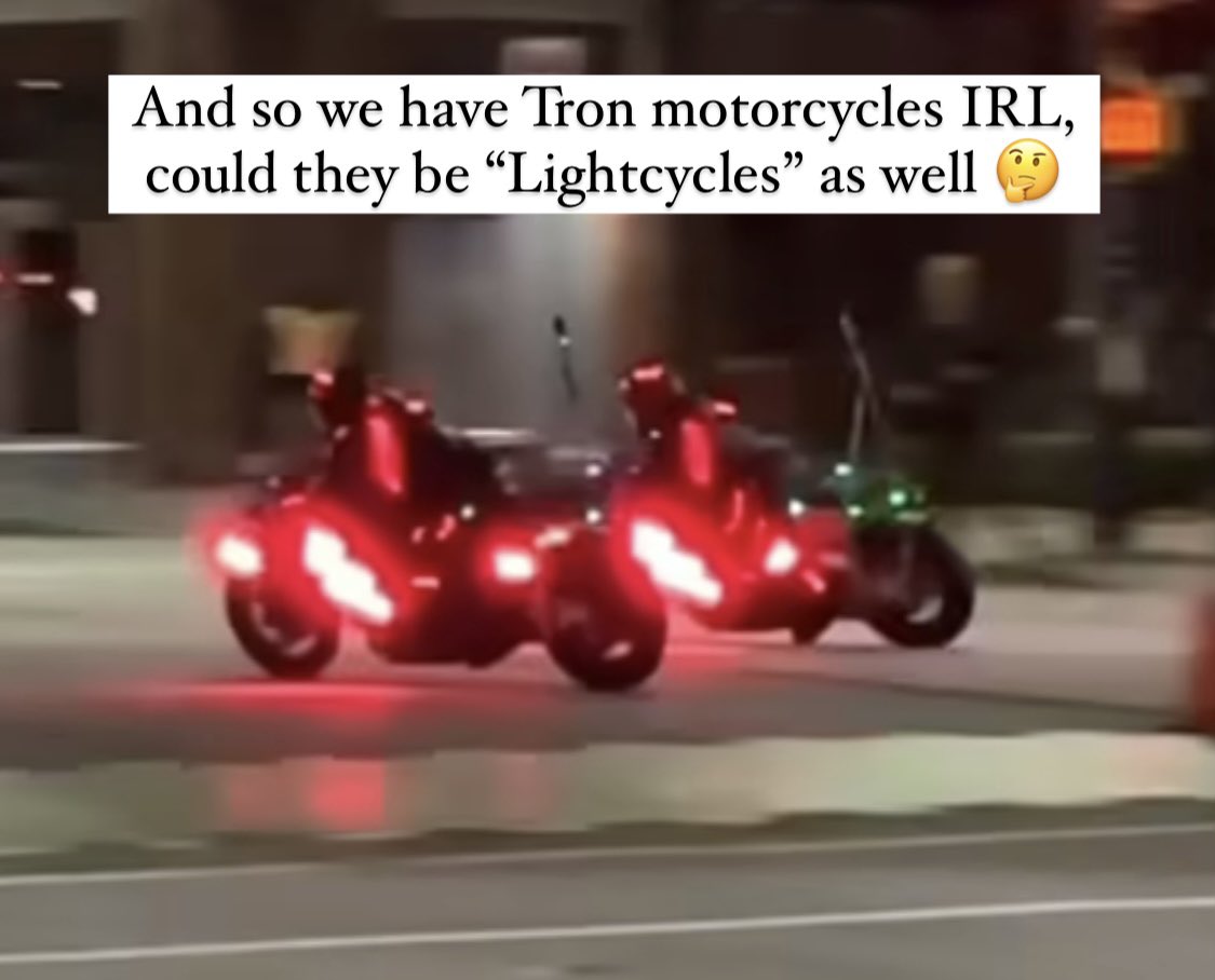 Looks like we have #Tron3 motorbikes in the real world