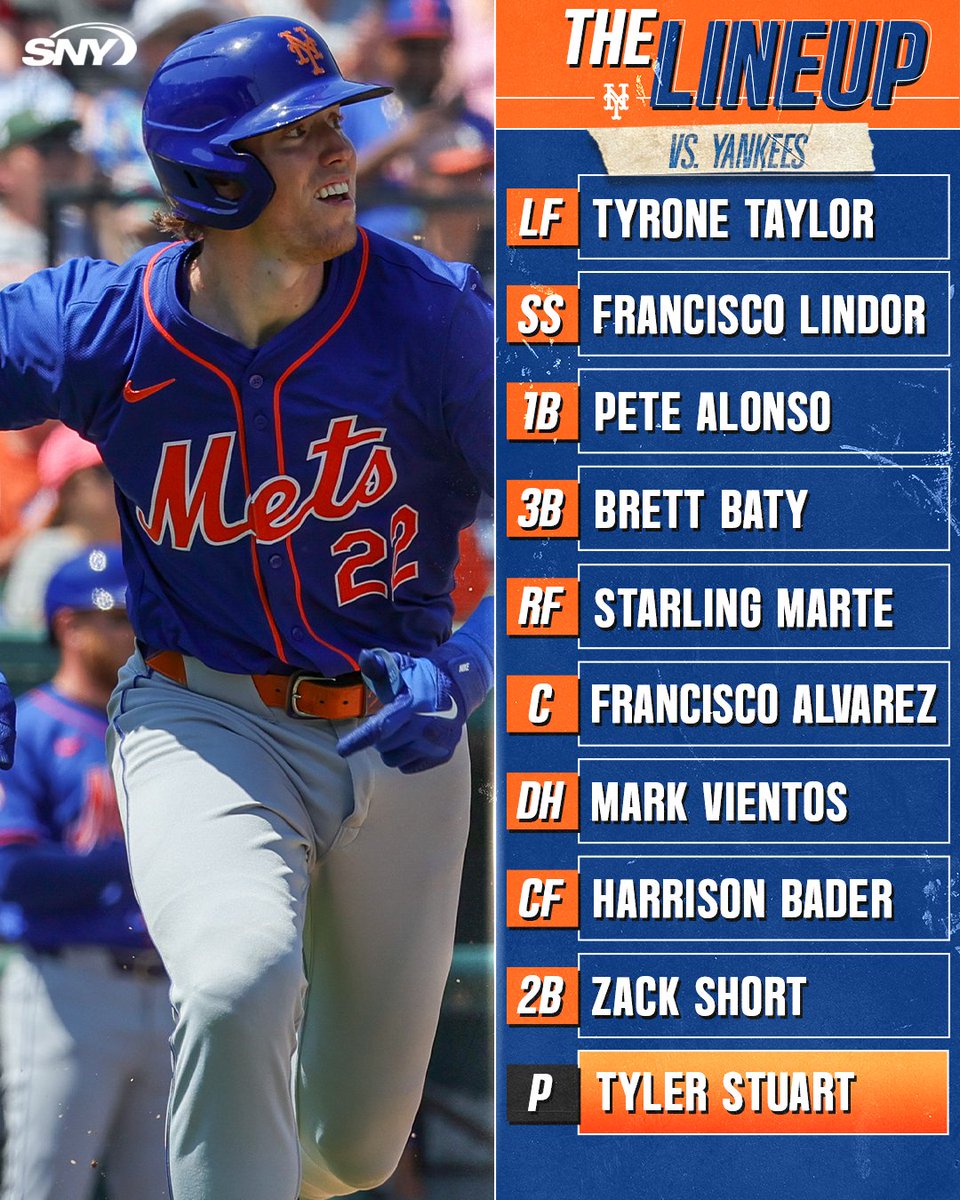 The Mets take on the Yankees this afternoon in Tampa ☀️

⏰ 1:05 p.m.