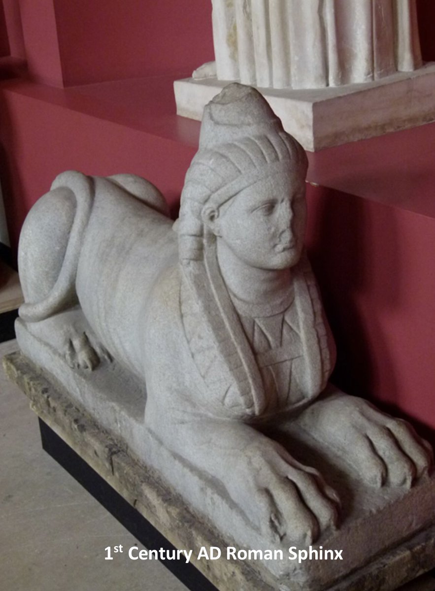 whitegoldsword's tweet photo. The evolution of the Chiswick #Sphinx. The sphinx today at Chiswick were copied from a 1st century #RomanSphinx (photo 1) which had been brought back to England by none other than Thomas Howard, 21st Earl of Arundel, the patron of #InigoJones. The sphinx was copied and given a partner by the Italian sculptor #GiovanniBattistaGuelfi (who had been working on the #PomfretMarbles) who then gave the design (slightly embellished) to #RichardBoyle, 3rd Earl of Burlington. Stone sphinx were carved by Guelfi with lead sphinxes of this design produced by #JohnCheere to symbolically guard the front and rear of the villa (temple- photo 2). Lord Burlington or #WilliamKent then gave the design to #CharlesLennox, 2nd Duke of Richmond at Goodwood House at Carne’s Seat (photo 3) and to John and Catherine Parker at Saltram House (photo 4).
The original sphinx (plus its Guelfi companion) on which the Chiswick sphinx are based, are today at the Ashmolean with other examples from the Arundel sculptures and marbles.
The Roman sphinx also appeared on an Oxford Almanack of 1757 showing several of the Arundel Marbles including the Roman sphinx and on the frontispiece of #WilliamHogarth’s ‘Analysis of Beauty’.
@Goodwood_Estate @SaltramHouseNT @Chiswick_House #Egyptomania #sphinx #EgyptinLondon @AshmoleanMuseum
