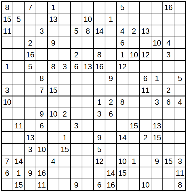 robakun2011's tweet photo. #数独 #sudoku #ナンプレ #numberplace
16x16・重ね合わせ問題です(*^^*)
基本的な解き方で解けます(^_-)❤️
#robakun https://t.co/GuKmu8upte