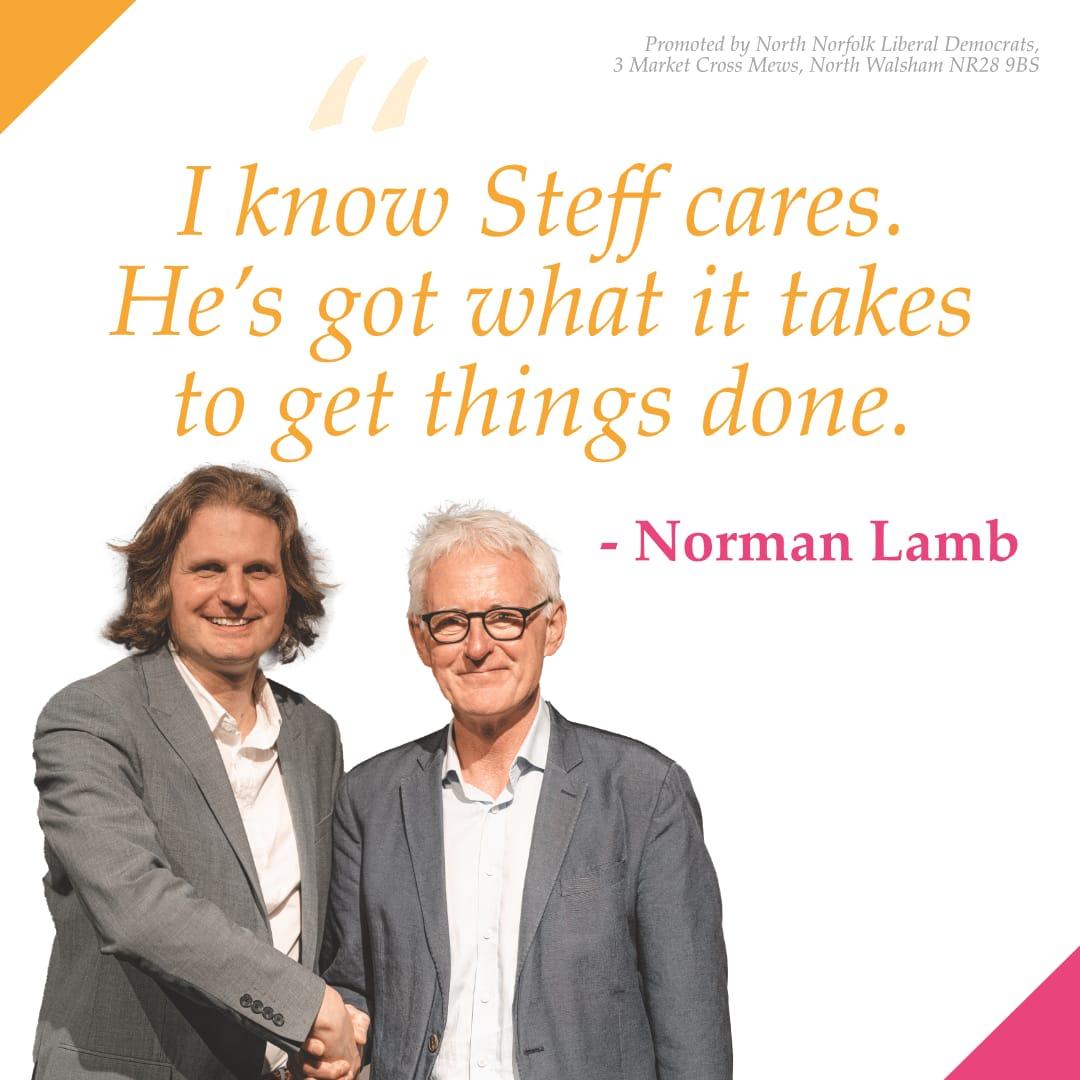 I've had the pleasure of knowing @normanlamb for very nearly a decade now. It means so much to me to have his wholehearted support for my campaign to become North Norfolk's next MP ❤ (1/2)