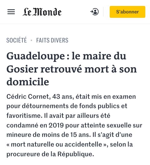 DUVILLIERVERO67's tweet image. Cedric #Cornet élu de Guadeloupe
#pedophilie #détournement de #fonds etc...on ne va le pleurer