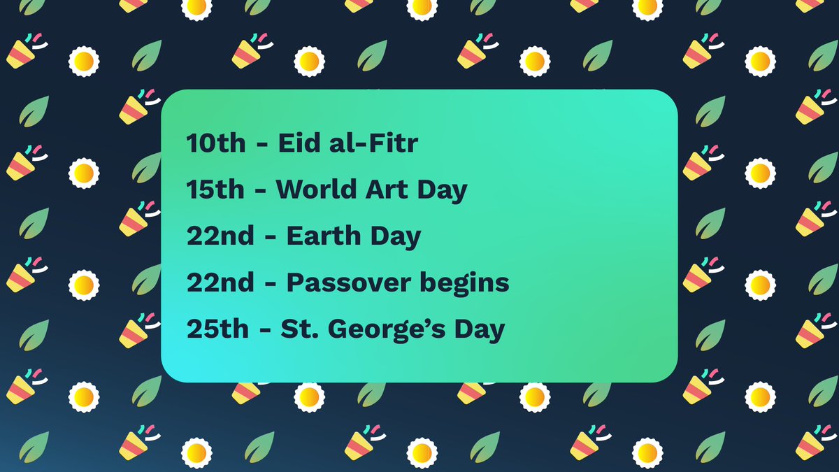 FINNPartnersUK's tweet image. 🌷Spring is here!🌷

Mark your calendars for a lineup of exciting social media dates ahead. 

Save this post to get a head start on planning! ✅🗓️ 

#April #SocialMediaManager #AprilEvents