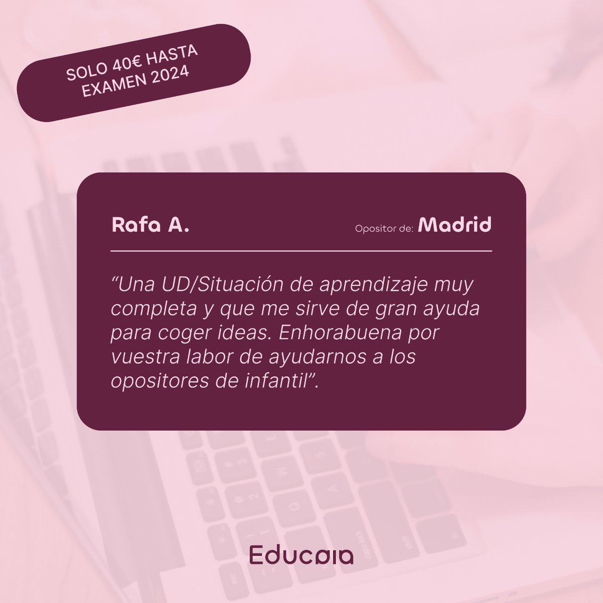 educaia_'s tweet photo. 💡¡Ya hay opositores de educación infantil obteniendo ventaja gracias a nuestras unidades didácticas. 

¿Quieres saber qué opinan? ¡Únete también por 40€ y alcanza tu máxima nota! 📚 

🔗 ¡Sí, de verdad, solo 40€ hasta el examen de julio 2024! (link in bio)

#VentajaEducaia https://t.co/HeAiGulrFf
