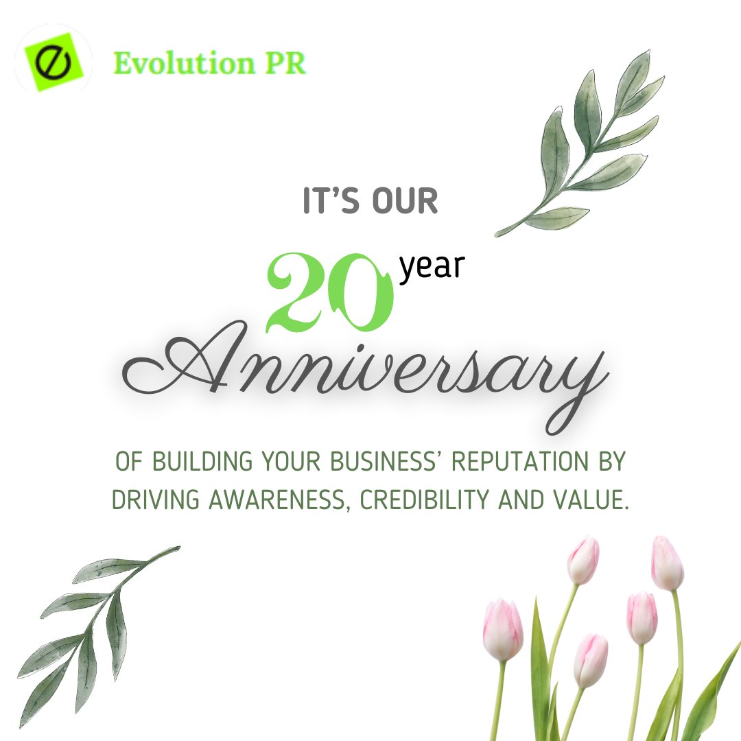 EvolutionPR_SA's tweet photo. We are proud to announce that this year is Evolution PR’s 20th Birthday! https://t.co/J7JoDBp4Gr