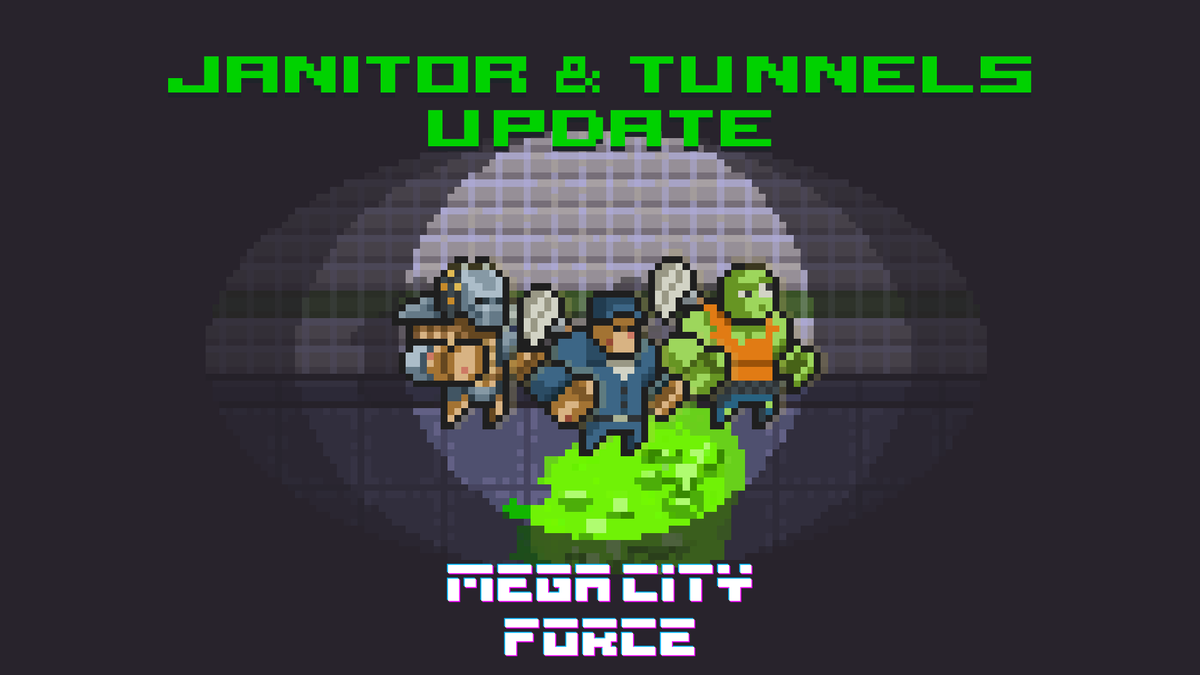 Agents!

Mega City Force just got another #free expansion that includes:

🌆 New Bonus Level
🧹 New Janitor Agent
⚒️ Lots of Elbow Grease on bugs and QoL Improvements!

Update is live on Steam, GOG and Epic Games Store!

#indiedev | #pixelart | #retrogame
