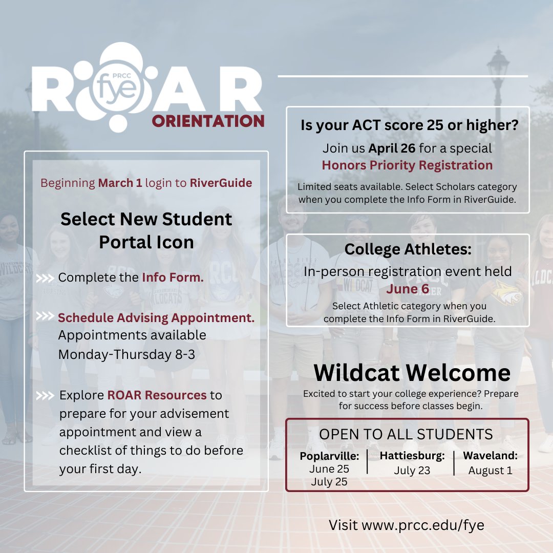 New to PRCC & plan to start classes this summer or fall? Time to begin ROAR! ROAR is designed to prepare incoming students for the first day of school and to get registered for their first semester classes. Visit prcc.edu/fye/ to get started! #ROARwithCHAMPIONS🐾🏆